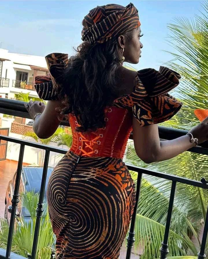 beaded kente dress Beaded Structured Bodice Ball Gown With Drop Waist main image 1
