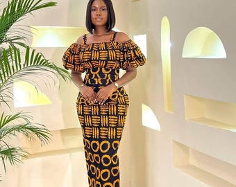 African Wedding Party Dress for Women – Custom Ankara Gown, Elegant Kente Dress, Traditional Outfit for Bride or Guest