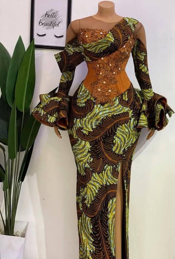 African Wedding Party Dress for Women – Custom Ankara Gown, Elegant Kente Dress, Traditional Outfit for Bride or Guest