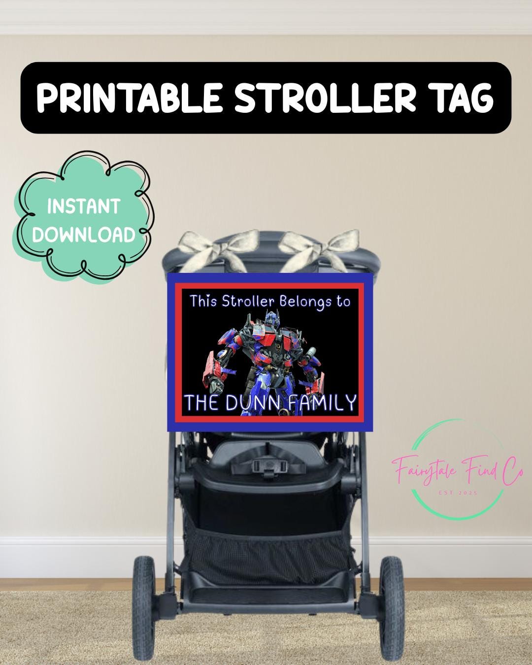 Autobot Stroller Tag | Wagon Tag | Prime | Transform | Theme Park ...