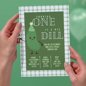 Pickle Birthday Invitation, Big Dill Birthday Invitation, Green Pickle Birthday, Dill Pickle Birthday Invitation, Edit on Canva
