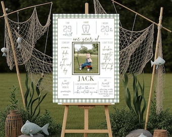 O-FISH-ALLY ONE Boy's Fish Birthday Milestone Poster
