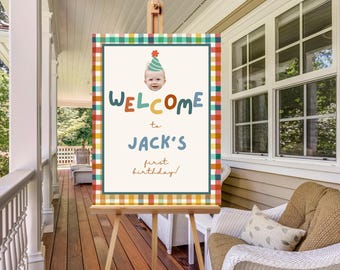 Colorful First Birthday Welcome Sign & Favor Tag Bundle: Fun To Be One