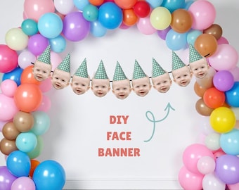 DIY Birthday Face Banner Template: Custom Party Decoration (Digital Download)