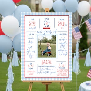 First Birthday Milestone Template: Patriotic All-American Boy