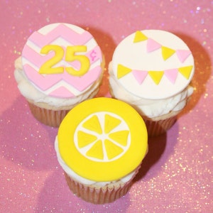 Fondant cupcake toppers Lemonade Stand Party , Lemon Pennant Banner image 2