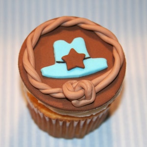 Fondant cupcake toppers Cowboy Boot, Cowboy Hat, Western theme image 2