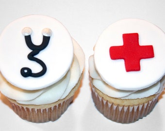 Fondant cupcake toppers Medical Graduate