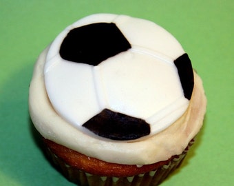 Fondant Cupcake topper Soccer Ball