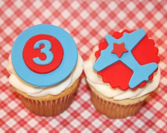 Fondant cupcake toppers Airplane and Age