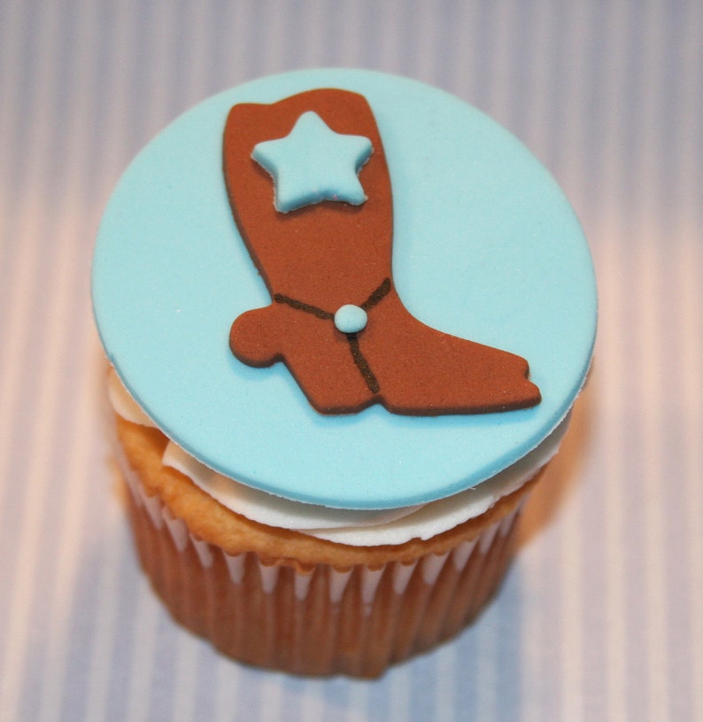 Fondant cupcake toppers Cowboy Boot, Cowboy Hat, Western theme image 3