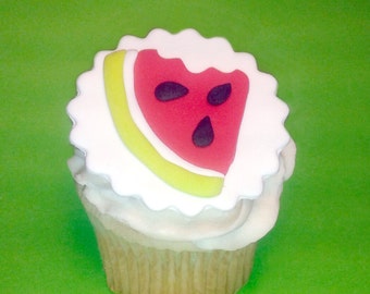 Fondant cupcake toppers Watermelon Summer party