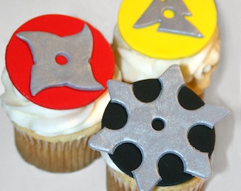 Fondant cupcake toppers Ninja Star, Karaté, Arts Martiaux