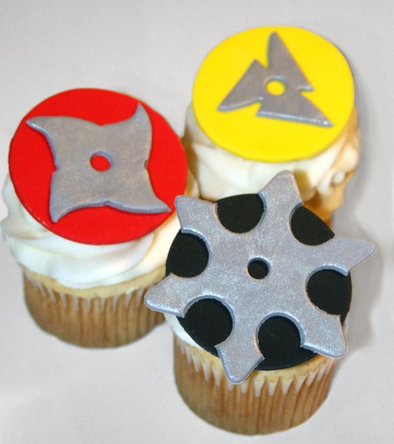 Fondant cupcake toppers Ninja Star, Karate, Martial Arts Il_570xn
