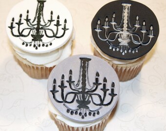 Fondant cupcake toppers Wedding Classy Elegant Chandelier