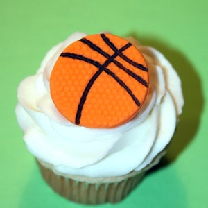 Fondant cupcake toppers mini Basketball image 1