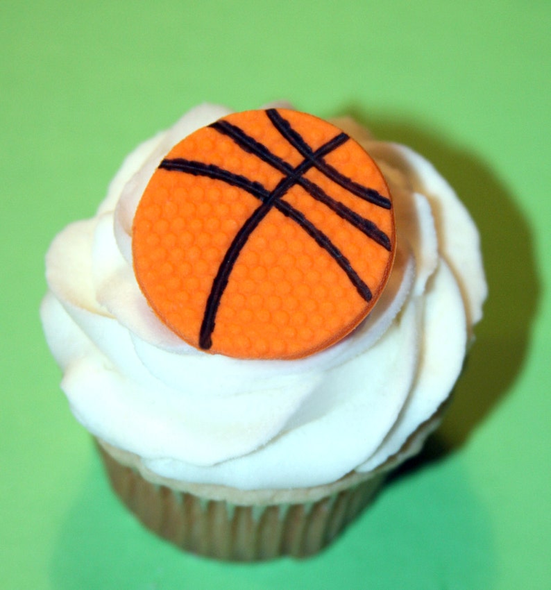 Fondant cupcake toppers mini Basketball image 1