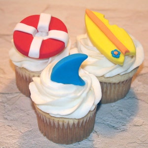 Fondant cupcake toppers Shark fin , Beach Pool Party image 2