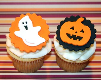 Hauts de forme de cupcake fondant Halloween fantôme citrouille