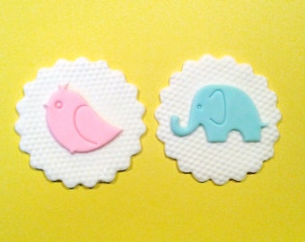 Baby shower fondant cupcake topper Gender Reveal Party