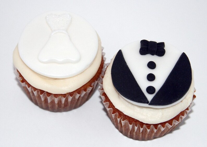 Wedding Fondant Cupcake Toppers Etsy