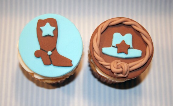 Fondant cupcake toppers Cowboy Boot, Cowboy Hat, Western theme Il_570xn