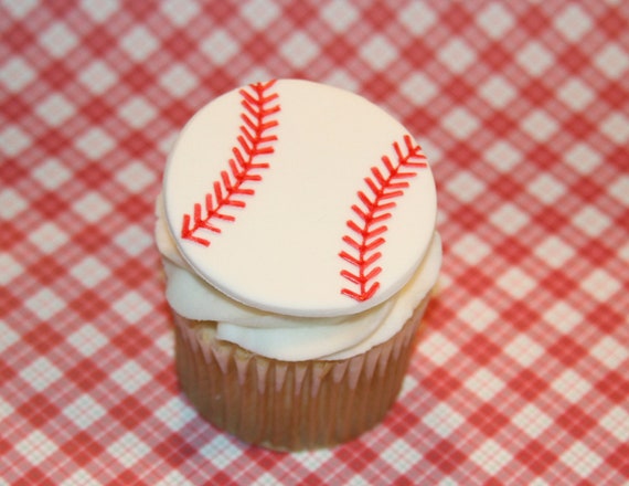 Fondant cupcake topper Baseball Il_570xn