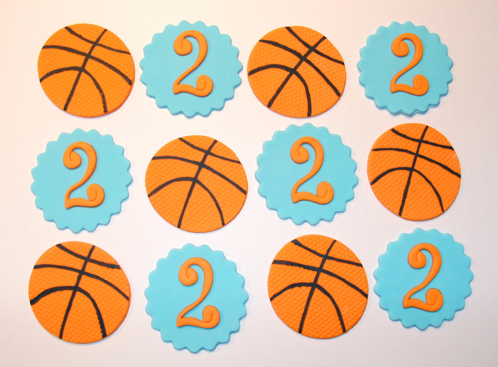 Fondant Cupcake Toppers Basketball Etsy