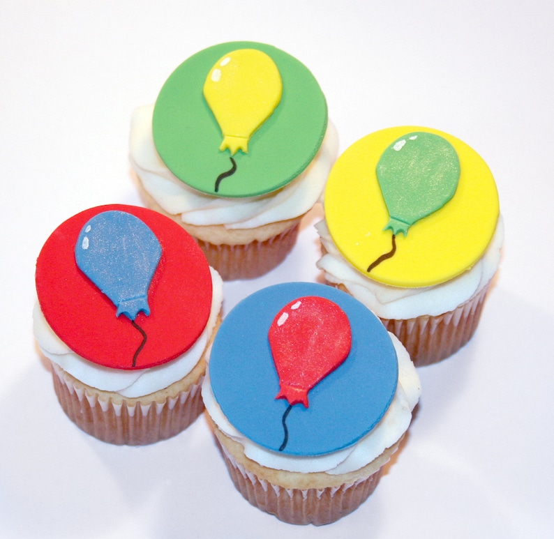 Fondant cupcake toppers Balloons Party image 1