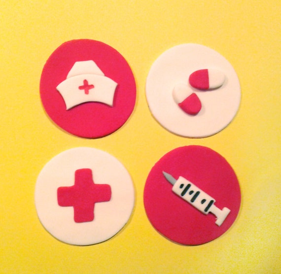 Fondant cupcake toppers Medical Nurse Graduate by Harriet's House of