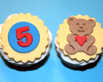 Fondant cupcake toppers Teddy Bear