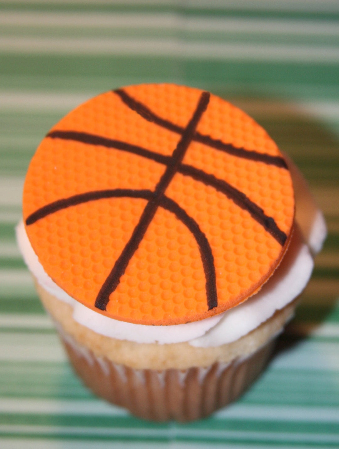 Fondant Cupcake Toppers Basketball Etsy