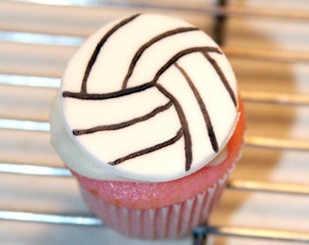 Fondant cupcake toppers mini Volleyballs