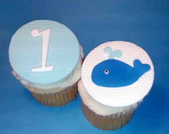 Fondant cupcake toppers Baleine Baby Shower Anniversaire