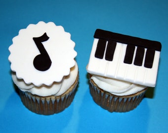 Fondant cupcake toppers Piano Music Keyboard Musical Notes