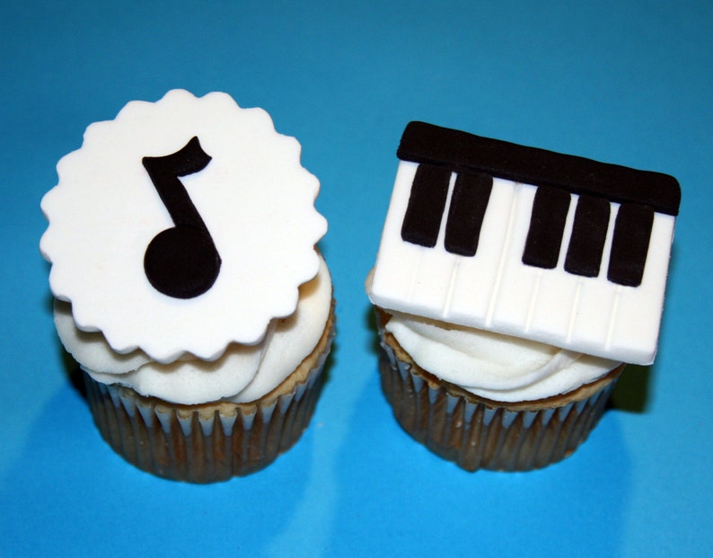 Fondant Cupcake Toppers Piano Music Keyboard Musical Notes Etsy