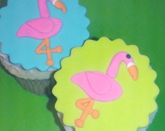 Fondant cupcake toppers Flamingo Summer party