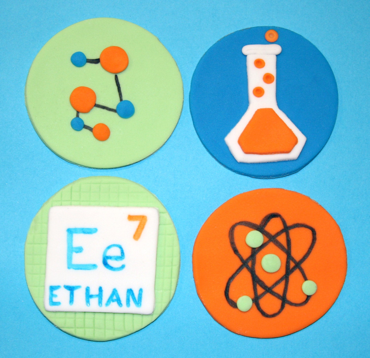 Fondant cupcake toppers Science themed birthday party | Etsy