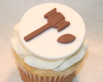 Fondant cupcake toppers Gavel Judge Law Graduate