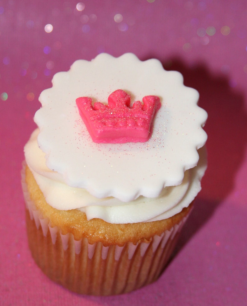 Fondant Cupcake Toppers Princess Crown and Wand Etsy