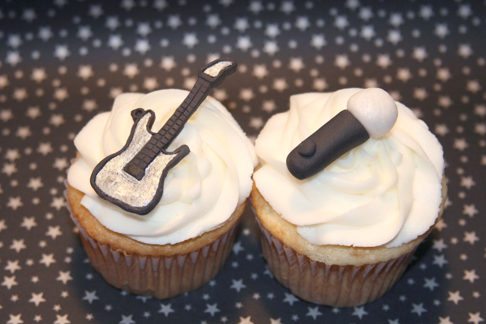 Fondant Cupcake Toppers Guitar and Microphone Rock and Roll Etsy