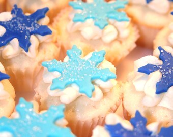 Fondant cupcake toppers Mini Snowflakes