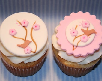 Fondant cupcake toppers Cherry Blossom, Wedding, Mother's Day