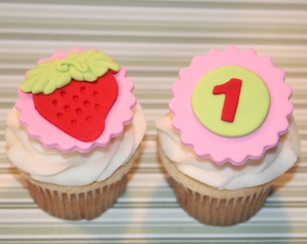 Fondant cupcake toppers Strawberry