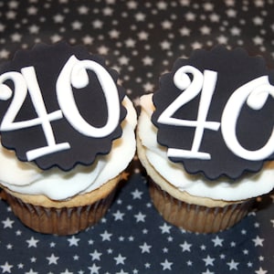 Fondant cupcake toppers 40th Birthday party , Over the Hill fondant image 1