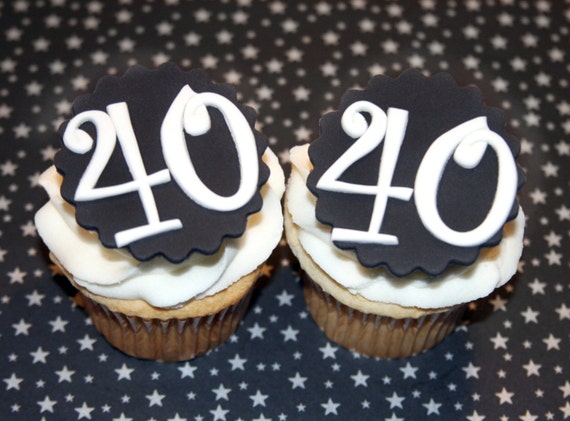 Fondant Cupcake Toppers 40th Birthday Party Over The Hill Etsy