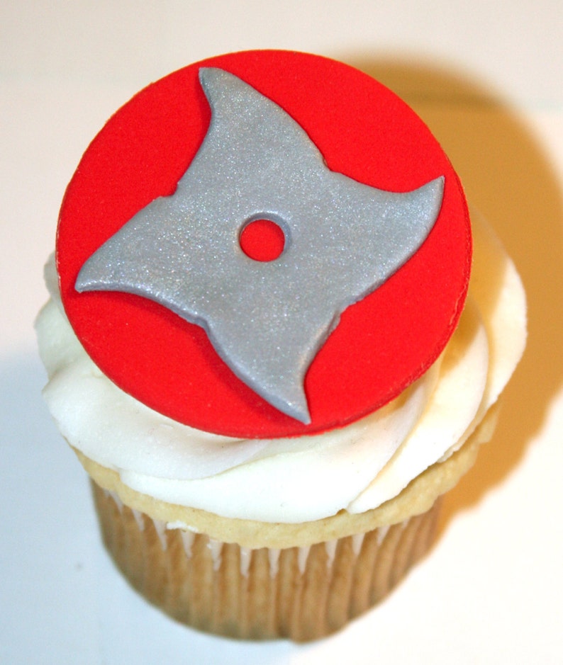 Fondant cupcake toppers Ninja Star, Karate, Martial Arts image 3