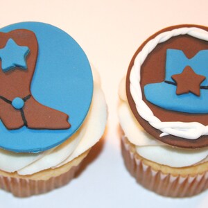 Fondant cupcake toppers Cowboy Boot, Cowboy Hat, Western theme image 5