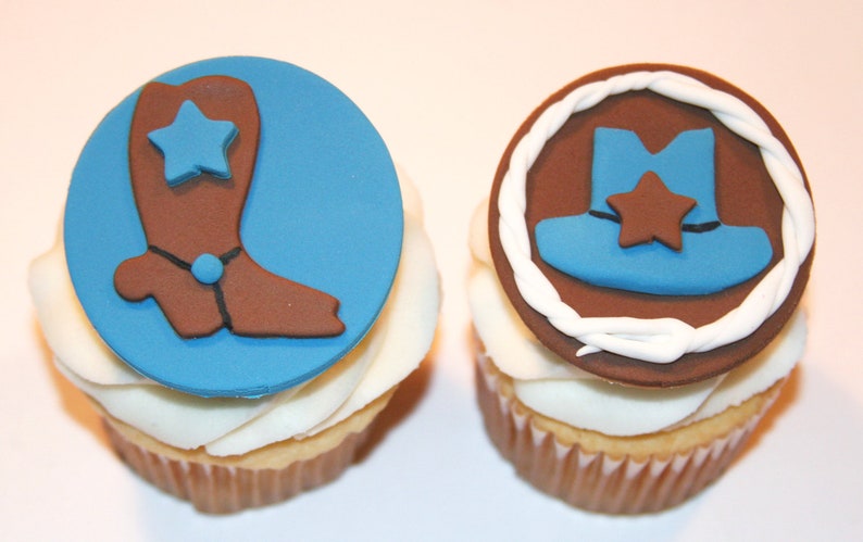 Fondant cupcake toppers Cowboy Boot Cowboy Hat Western Fondant cupcake toppers Cowboy Boot Cowboy Hat Western