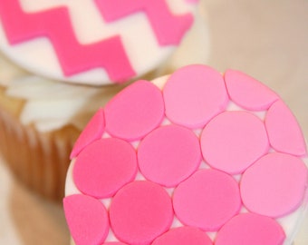 Fondant cupcake toppers Ombre Chevrons Circle Pattern